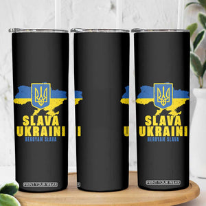 Slava Ukraini Heroyam Slava Skinny Tumbler Vintage Ukrainian Flag TS11 Print Your Wear