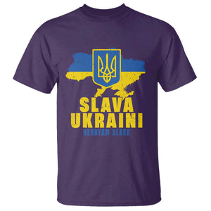 Slava Ukraini Heroyam Slava T Shirt Vintage Ukrainian Flag TS11 Purple Print Your Wear
