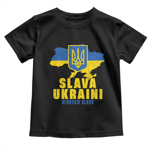 Slava Ukraini Heroyam Slava Toddler T Shirt Vintage Ukrainian Flag TS11 Black Print Your Wear
