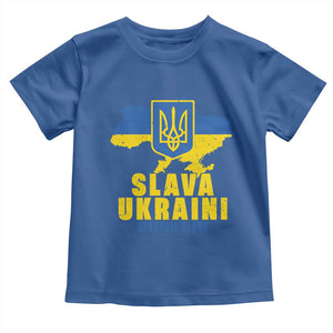Slava Ukraini Heroyam Slava Toddler T Shirt Vintage Ukrainian Flag TS11 Royal Blue Print Your Wear