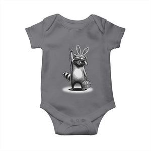 Retro Easter Raccoon Bunny Rock Hand Trash Panda Baby Onesie TS11 Charcoal Print Your Wear