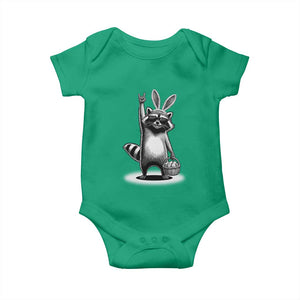 Retro Easter Raccoon Bunny Rock Hand Trash Panda Baby Onesie TS11 Irish Green Print Your Wear