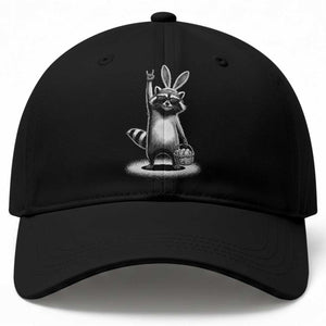 Retro Easter Raccoon Bunny Rock Hand Trash Panda Baseball Cap TS11 Print Your Wear