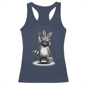Retro Easter Raccoon Bunny Rock Hand Trash Panda Racerback Tank Top TS11 Navy Print Your Wear