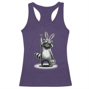 Retro Easter Raccoon Bunny Rock Hand Trash Panda Racerback Tank Top TS11 Purple Print Your Wear