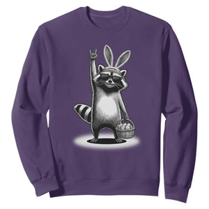 Retro Easter Raccoon Bunny Rock Hand Trash Panda Sweatshirt TS11 Purple Print Your Wear