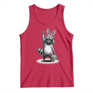Retro Easter Raccoon Bunny Rock Hand Trash Panda Tank Top TS11 Red Print Your Wear