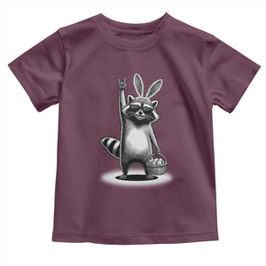 Retro Easter Raccoon Bunny Rock Hand Trash Panda Toddler T Shirt TS11 Maroon Print Your Wear