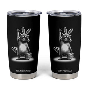 Retro Easter Raccoon Bunny Rock Hand Trash Panda Tumbler Cup TS11 Black Print Your Wear
