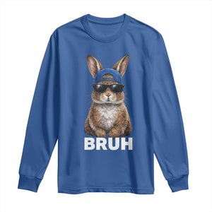 Funny Easter Bruh Bunny Sunglasses Meme Long Sleeve Shirt TS11 Royal Blue Print Your Wear