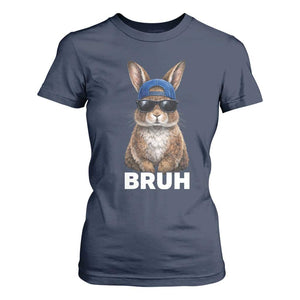 Funny Easter Bruh Bunny Sunglasses Meme T Shirt For Women TS11 Navy Print Your Wear