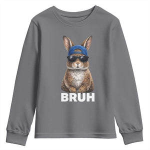 Funny Easter Bruh Bunny Sunglasses Meme Youth Sweatshirt TS11 Charcoal Print Your Wear