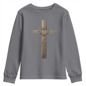 Christian Easter Resurrection Day Tetelestai Religious Cross Youth Sweatshirt TS11 Charcoal Print Your Wear