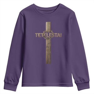 Christian Easter Resurrection Day Tetelestai Religious Cross Youth Sweatshirt TS11 Purple Print Your Wear