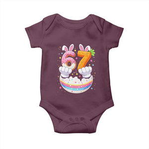Funny Easter Day Bunny 67 Six Seven Meme Baby Onesie TS11 Maroon Print Your Wear