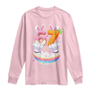 Funny Easter Day Bunny 67 Six Seven Meme Long Sleeve Shirt TS11 Light Pink Print Your Wear