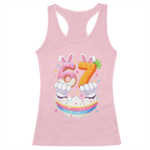 Funny Easter Day Bunny 67 Six Seven Meme Racerback Tank Top TS11 Light Pink Print Your Wear
