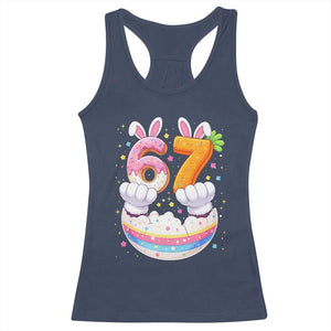 Funny Easter Day Bunny 67 Six Seven Meme Racerback Tank Top TS11 Navy Print Your Wear