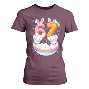 Funny Easter Day Bunny 67 Six Seven Meme T Shirt For Women TS11 Maroon Print Your Wear