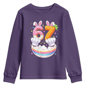 Funny Easter Day Bunny 67 Six Seven Meme Youth Sweatshirt TS11 Purple Print Your Wear