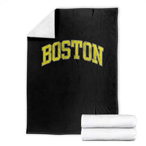 Retro Yellow Boston Massachusetts MA Vintage Throwback Running Throw Blanket TS11 Black Print Your Wear