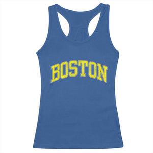Retro Yellow Boston Massachusetts MA Vintage Throwback Running Racerback Tank Top TS11 Royal Blue Print Your Wear
