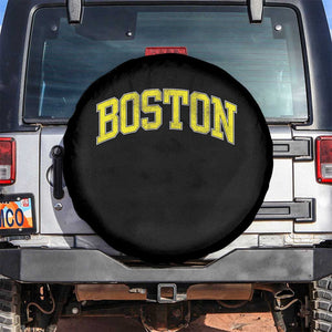 Retro Yellow Boston Massachusetts MA Vintage Throwback Running Spare Tire Cover TS11 No hole Black Print Your Wear
