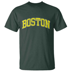Retro Yellow Boston Massachusetts MA Vintage Throwback Running T Shirt TS11 Dark Forest Green Print Your Wear