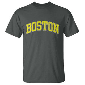 Retro Yellow Boston Massachusetts MA Vintage Throwback Running T Shirt TS11 Dark Heather Print Your Wear
