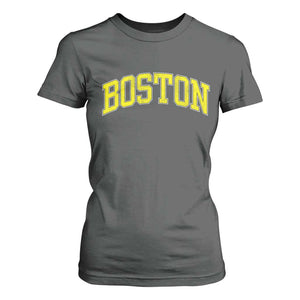 Retro Yellow Boston Massachusetts MA Vintage Throwback Running T Shirt For Women TS11 Dark Heather Print Your Wear