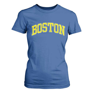 Retro Yellow Boston Massachusetts MA Vintage Throwback Running T Shirt For Women TS11 Royal Blue Print Your Wear