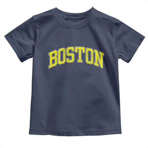 Retro Yellow Boston Massachusetts MA Vintage Throwback Running Toddler T Shirt TS11 Navy Print Your Wear