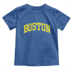Retro Yellow Boston Massachusetts MA Vintage Throwback Running Toddler T Shirt TS11 Royal Blue Print Your Wear