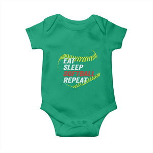 Eat Sleep Softball Repeat Baby Onesie Funny Softball Player TS11 Irish Green Print Your Wear