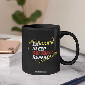 Eat Sleep Softball Repeat Coffee Mug Funny Softball Player TS11 Print Your Wear