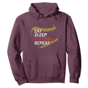 Eat Sleep Softball Repeat Hoodie Funny Softball Player TS11 Maroon Print Your Wear