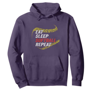 Eat Sleep Softball Repeat Hoodie Funny Softball Player TS11 Purple Print Your Wear