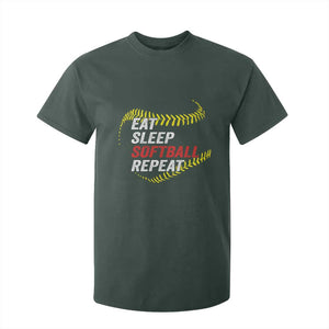 Eat Sleep Softball Repeat T Shirt For Kid Funny Softball Player TS11 Dark Forest Green Print Your Wear