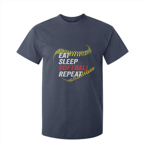 Eat Sleep Softball Repeat T Shirt For Kid Funny Softball Player TS11 Navy Print Your Wear