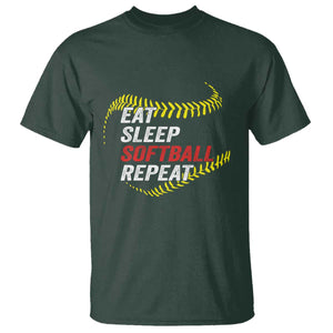 Eat Sleep Softball Repeat T Shirt Funny Softball Player TS11 Dark Forest Green Print Your Wear