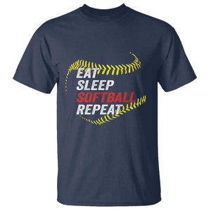 Eat Sleep Softball Repeat T Shirt Funny Softball Player TS11 Navy Print Your Wear