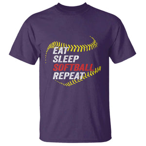 Eat Sleep Softball Repeat T Shirt Funny Softball Player TS11 Purple Print Your Wear