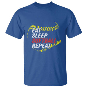 Eat Sleep Softball Repeat T Shirt Funny Softball Player TS11 Royal Blue Print Your Wear