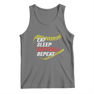 Eat Sleep Softball Repeat Tank Top Funny Softball Player TS11 Black Heather Print Your Wear
