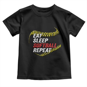 Eat Sleep Softball Repeat Toddler T Shirt Funny Softball Player TS11 Black Print Your Wear