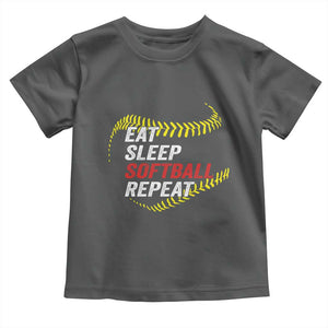 Eat Sleep Softball Repeat Toddler T Shirt Funny Softball Player TS11 Dark Heather Print Your Wear