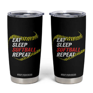 Eat Sleep Softball Repeat Tumbler Cup Funny Softball Player TS11 Black Print Your Wear