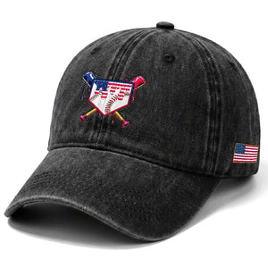 Funny Ice Cream Baseball Drip American Flag Washed Cotton Baseball Cap 4th Of July TS11 Print Your Wear
