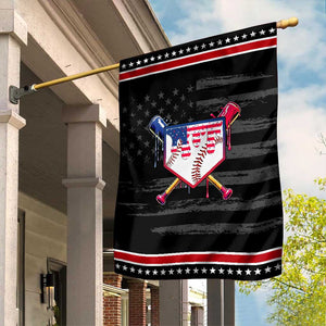 Funny Ice Cream Baseball Drip American Flag Garden Flag 4th Of July TS11 Distressed Black Red Print Your Wear