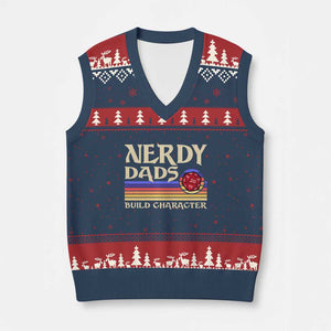 Nerdy Dad V-Neck Knit Sweater Vest Funny Fathers Day RPG Gaming D20 Tabletop TS11 Navy Red Print Your Wear